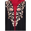 Double layered embroidery abaya- Black-Red Double layered embroidery abaya- Black-Red